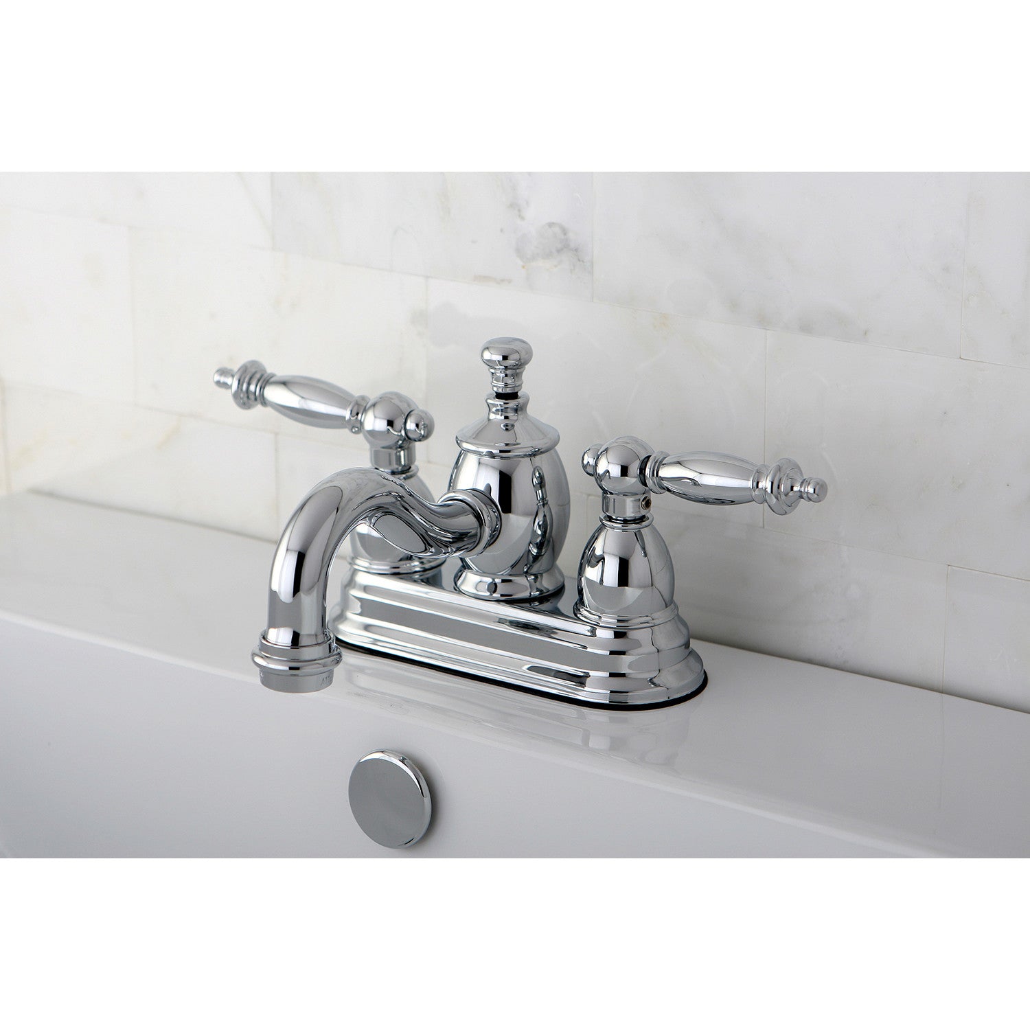 Kingston Heirloom KS7101TL - Templeton Double-Handle 3-Hole Deck Mount 4-Inch Centerset Bathroom Faucet with Brass Pop-Up, Polished Chrome — thumbnail 2